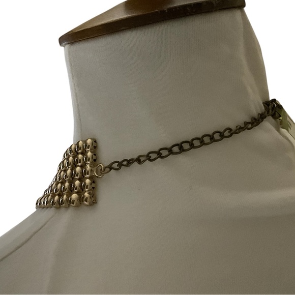 Gold Toned Five Row Layered Beaded Fashion Necklace - Picture 9 of 14